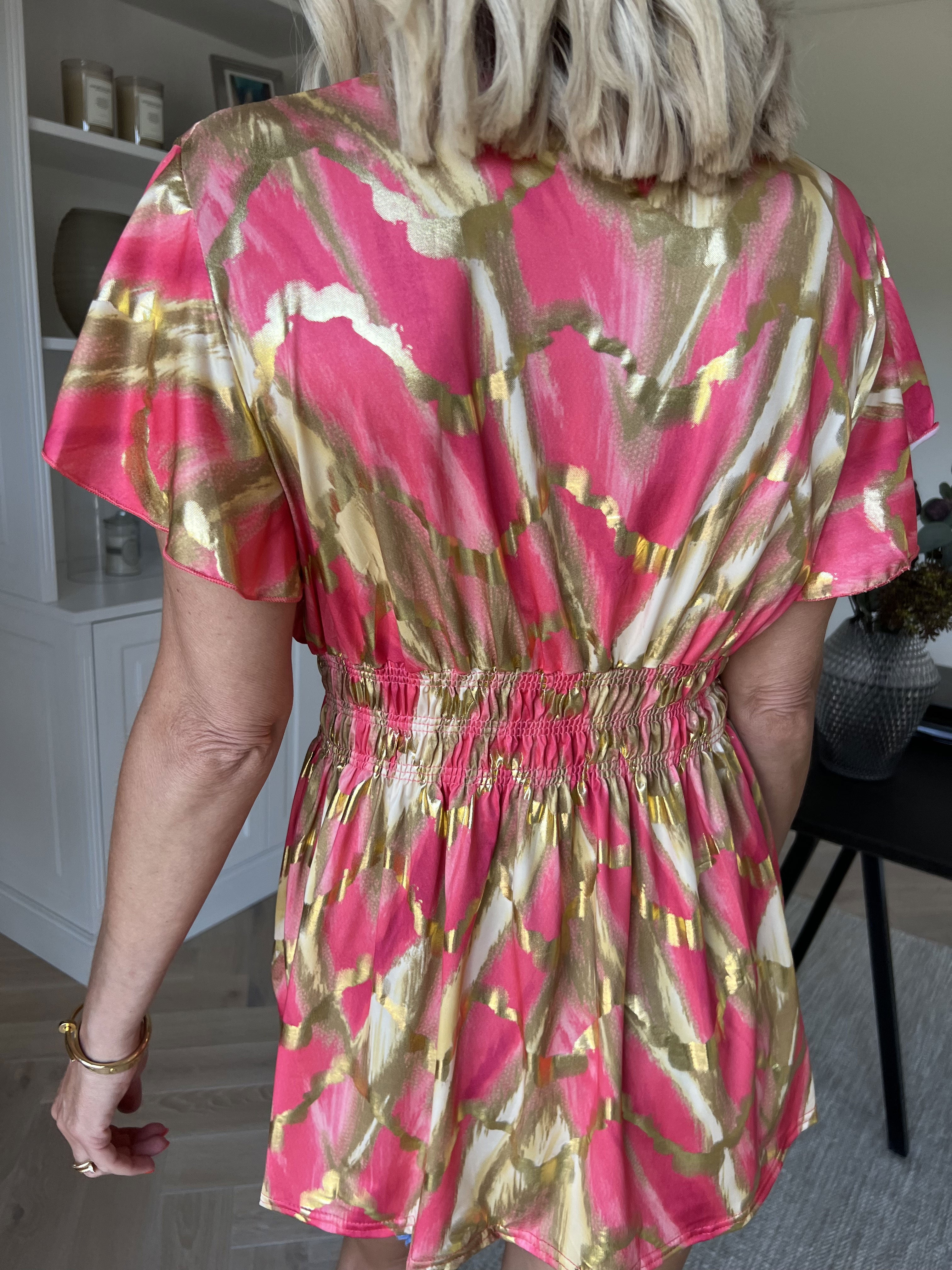 Pams Wave Shirt - Sød tunika i fint med print med smock